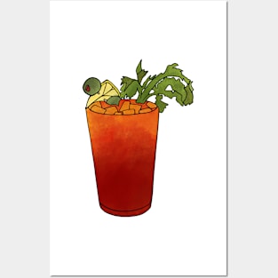 Bloody Mary Cocktail Illustration Posters and Art